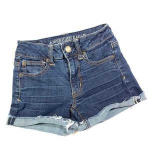 American Eagle Blue Denim Cuffed Shorts